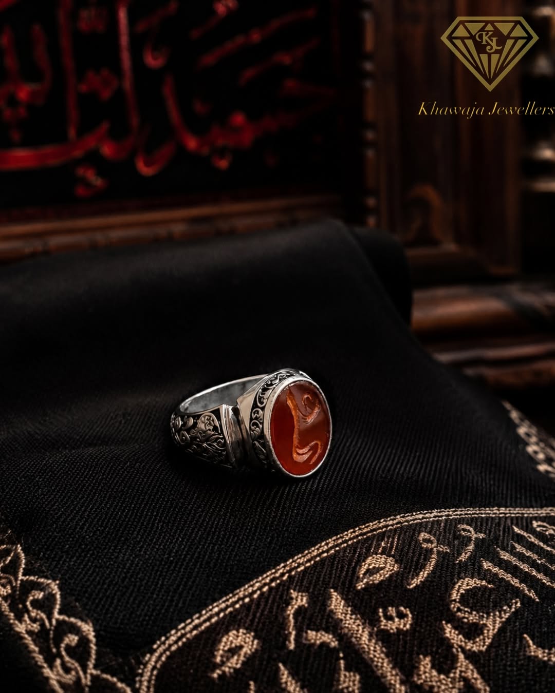 Yemeni aqeeq silver mens ring